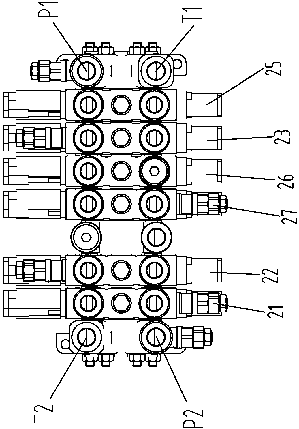 Multi-path valve for wheel excavator