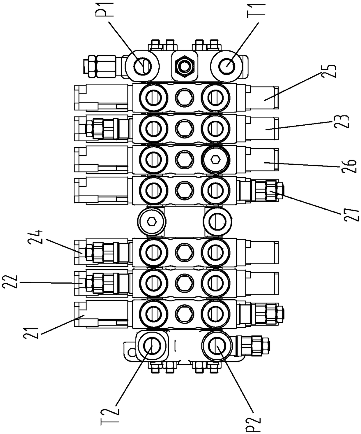 Multi-path valve for wheel excavator