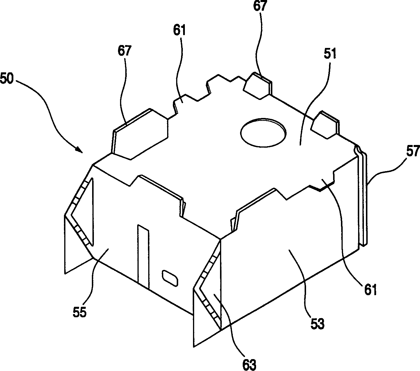 Shock-absorbing component used for package of vacuum sweeper