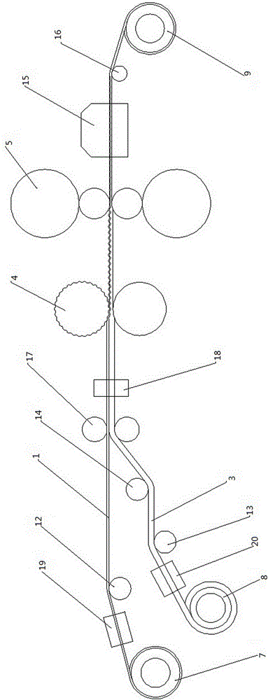 Device and method for producing metal composite sheet strips through corrugated-flat continuous rolling