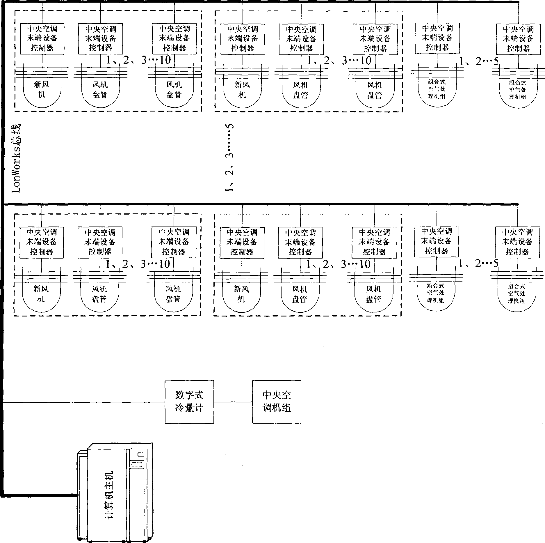 Household metering system for cooling capacity of central air conditioner