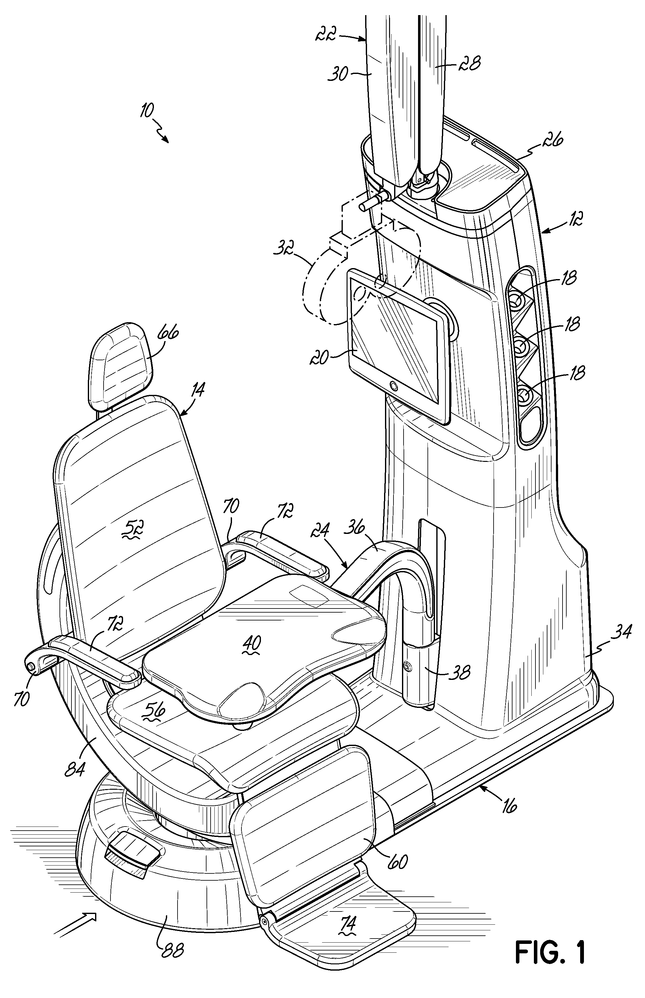 Ophthalmic examination chair having tilt drive assembly