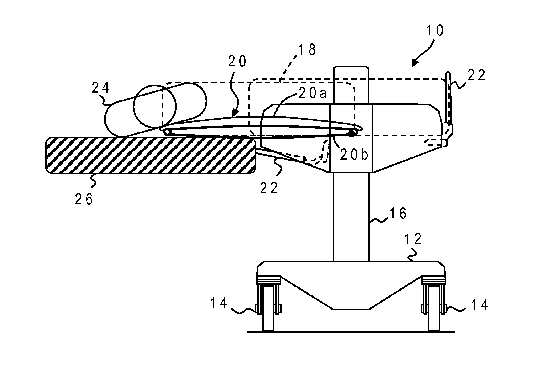 Cam mechanism to raise steering wheel of patient transfer device