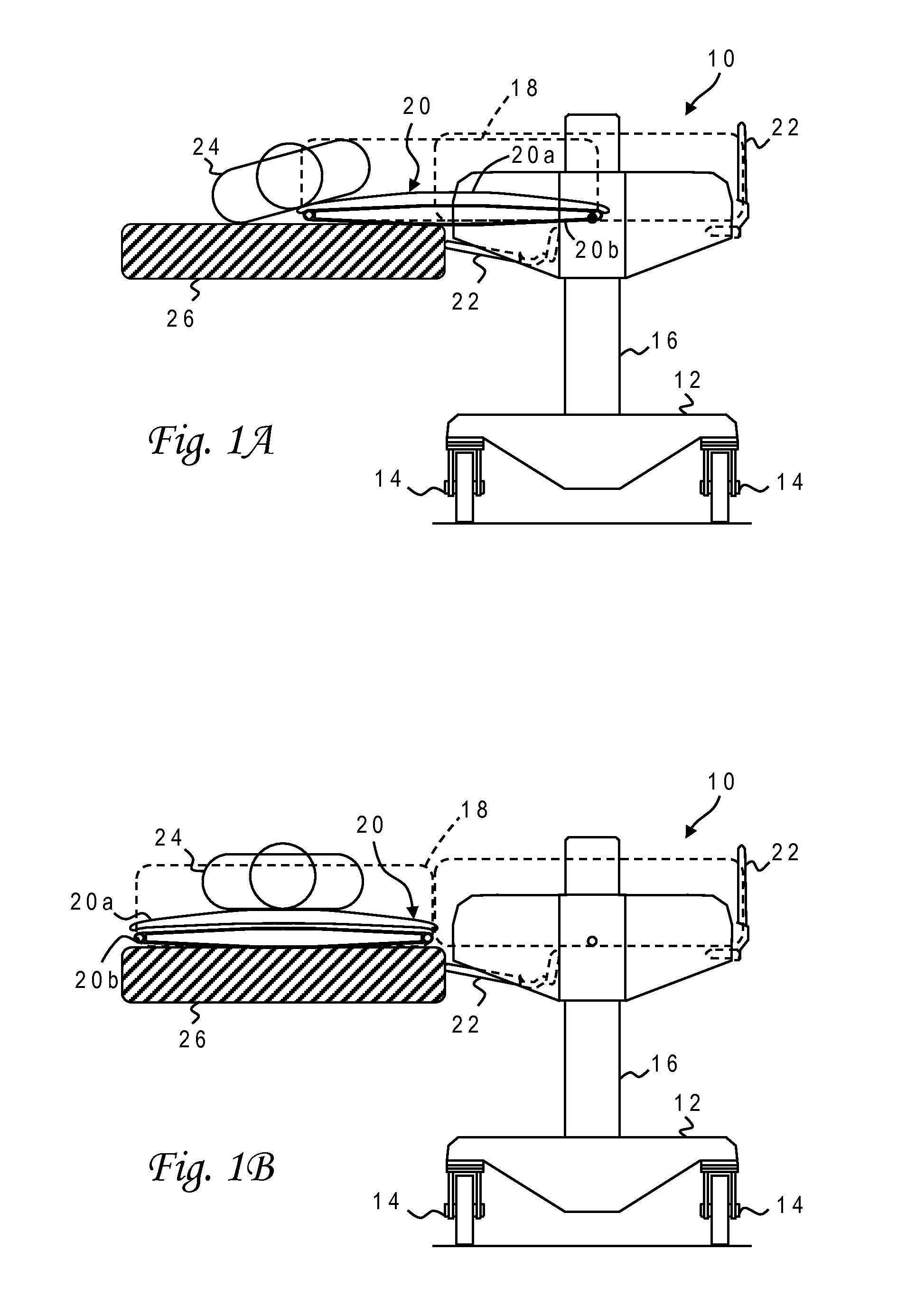 Cam mechanism to raise steering wheel of patient transfer device