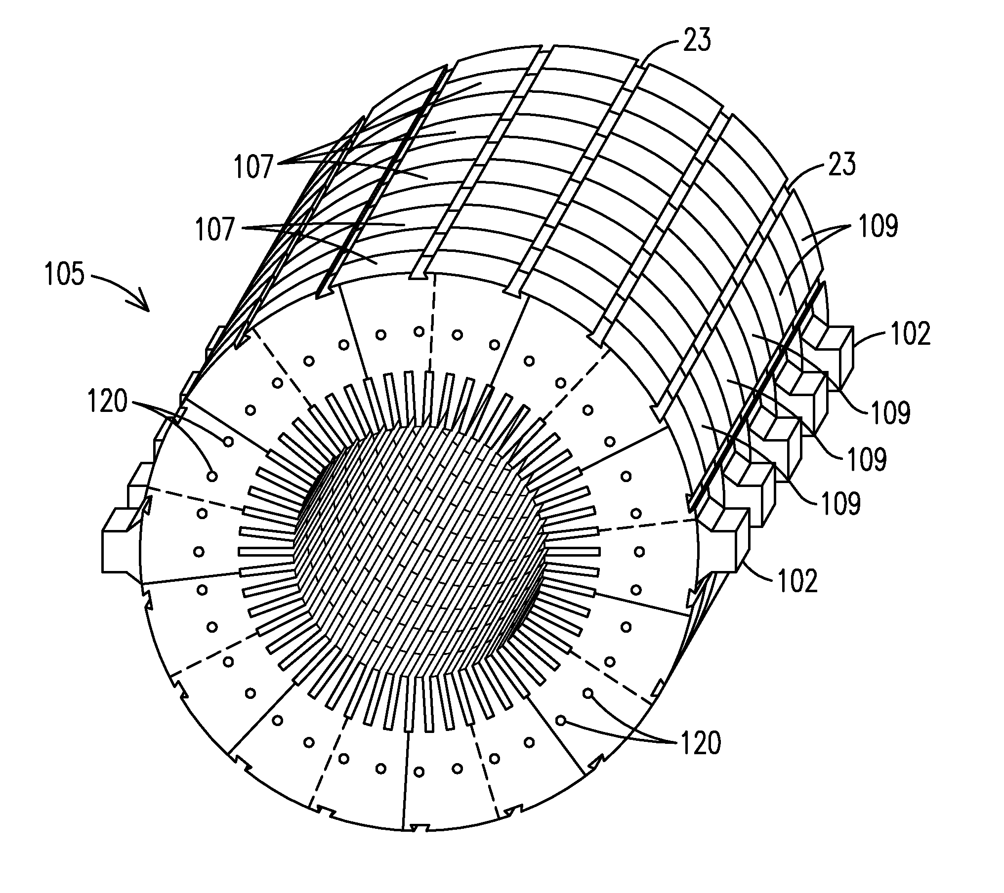 Turbine generator stator core attachment technique