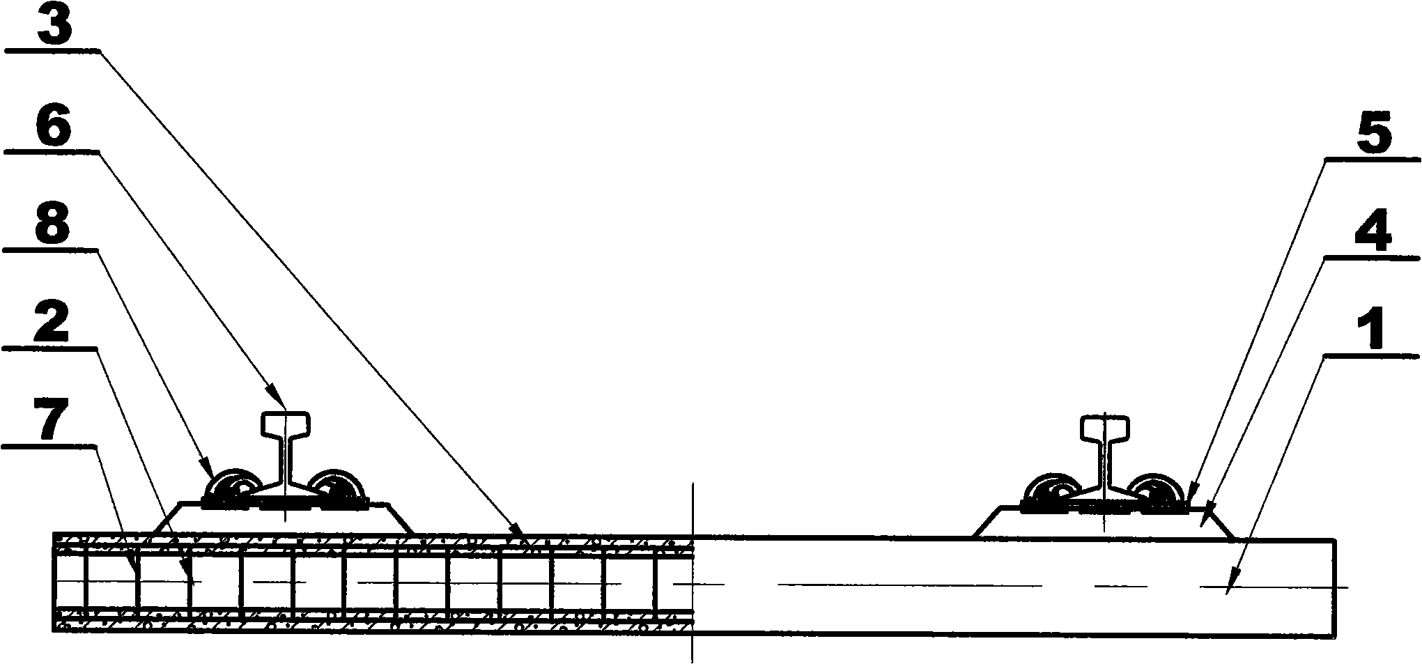 Coal mine narrow gauge railway monolithic road-bed