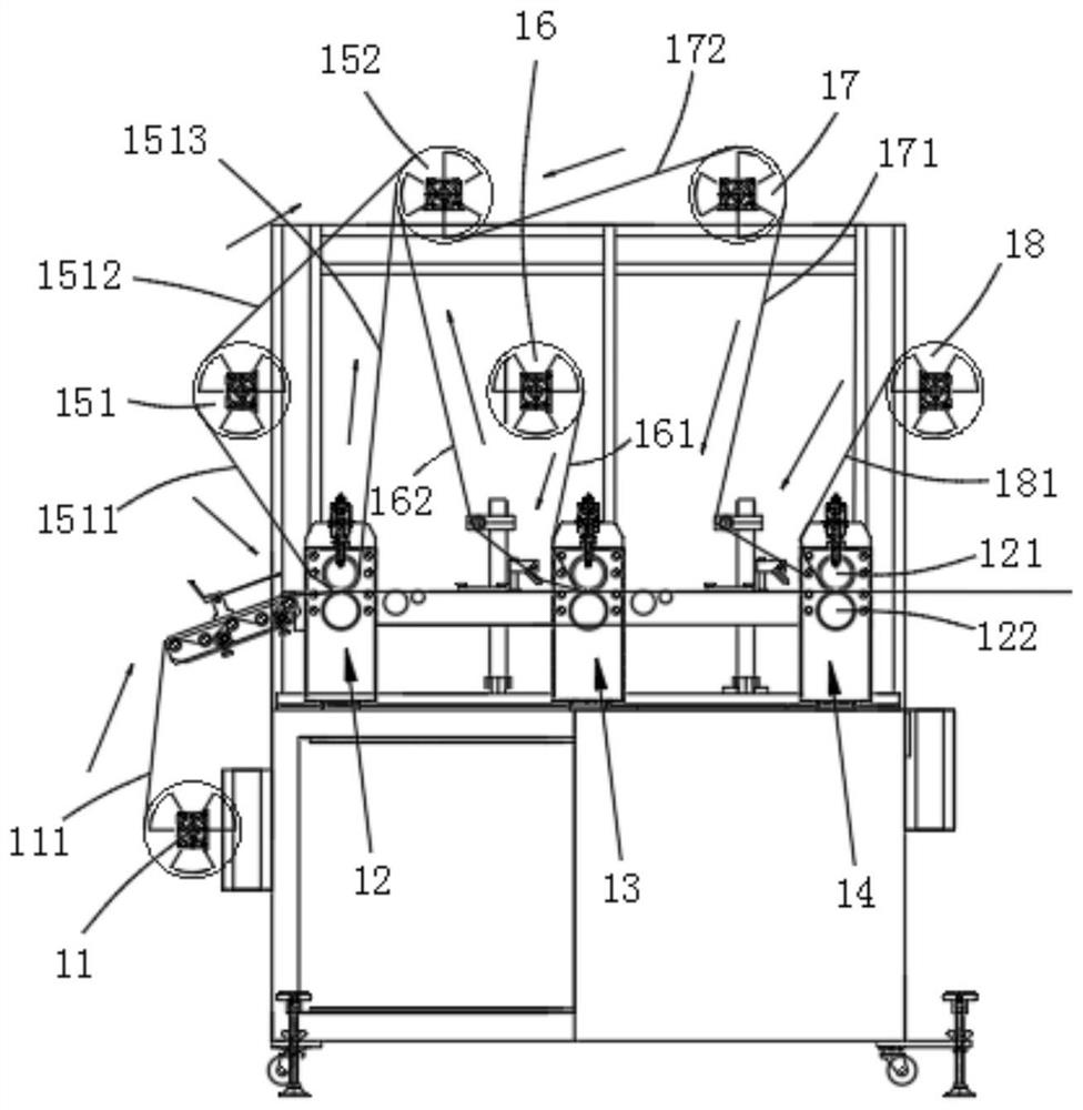 Automatic foam adhesive film waste discharge production line