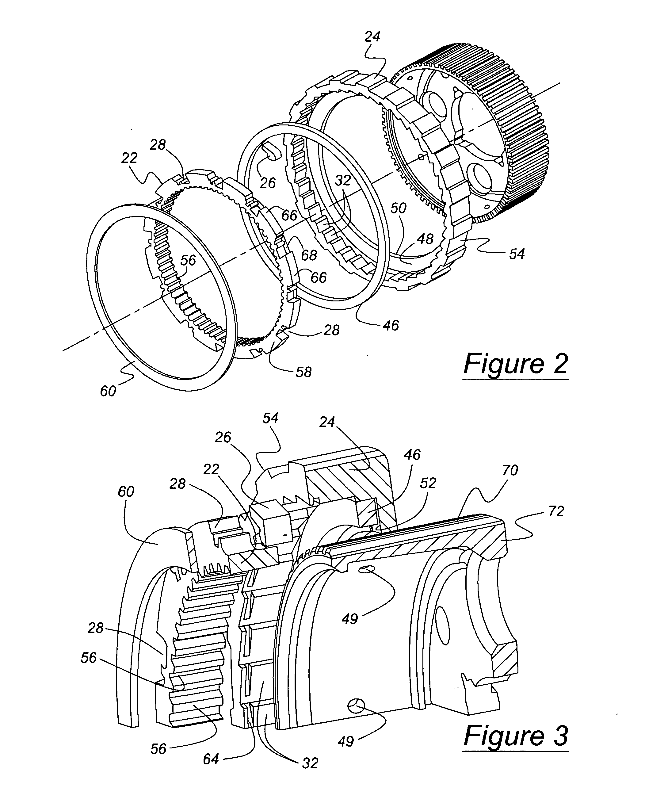 Ratcheting one-way clutch having rockers retained in closed pockets