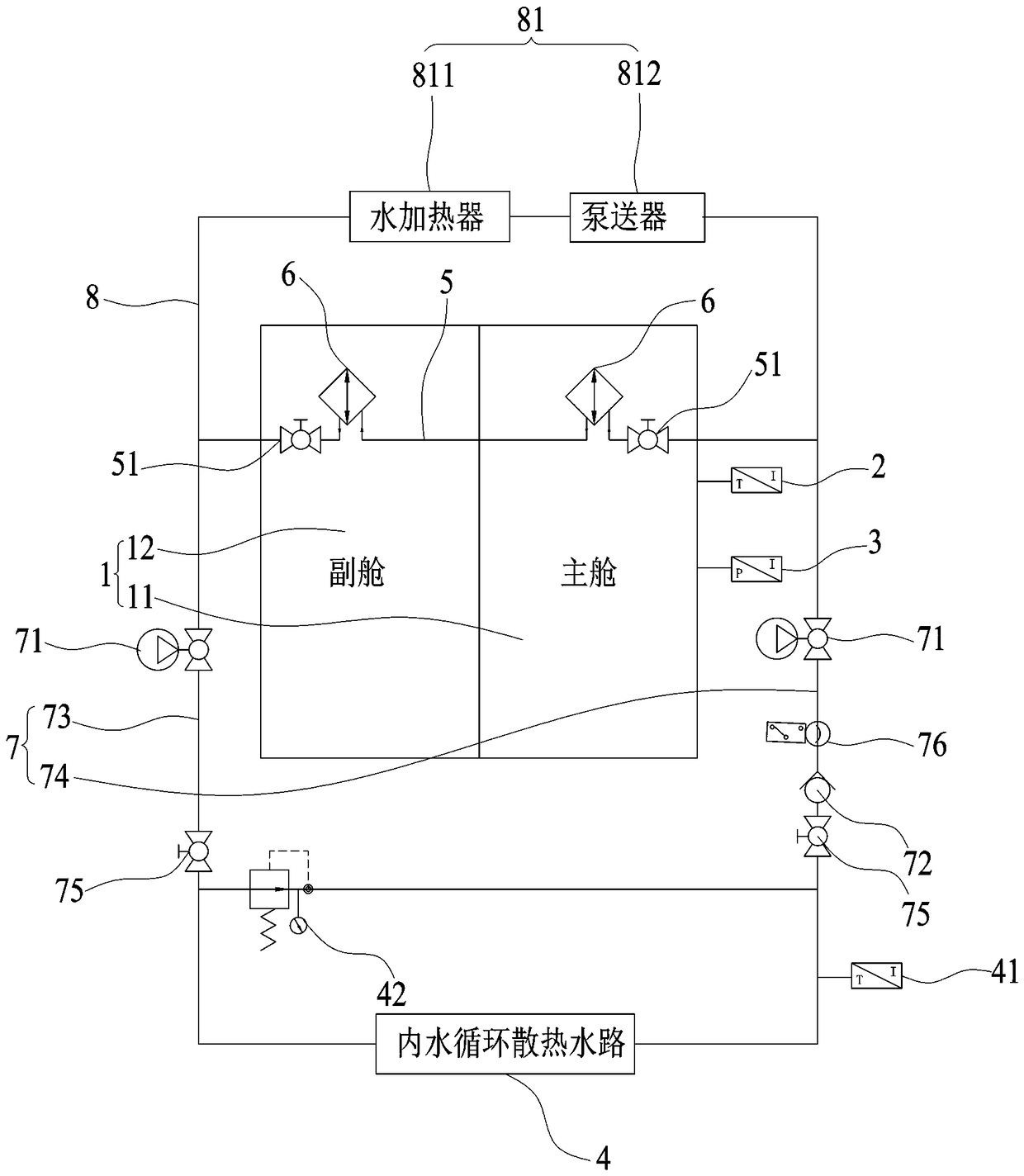 Heating system for man cabin of shield machine and control method thereof