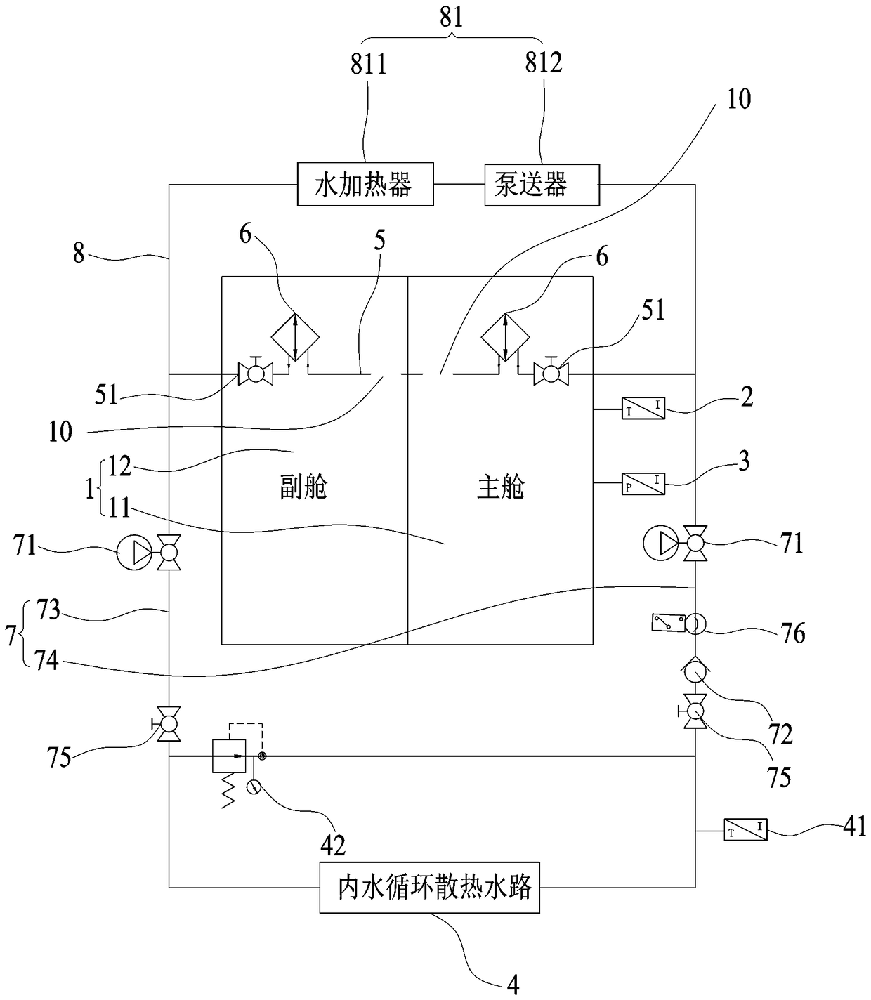 Heating system for man cabin of shield machine and control method thereof