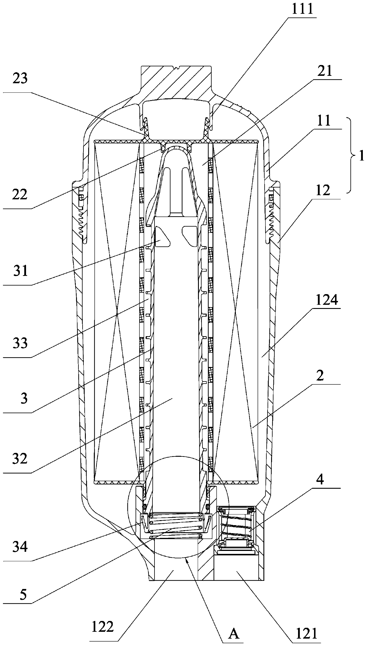 A filter and engine assembly