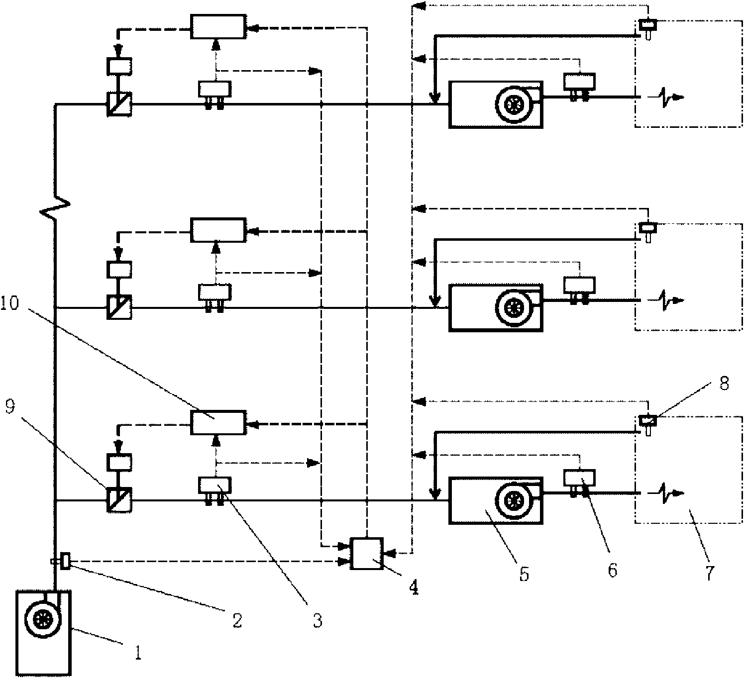 Fresh air flow control device for central air-conditioning system