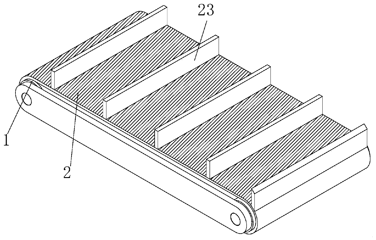 Multistage partition type conveying belt structure used for food processing