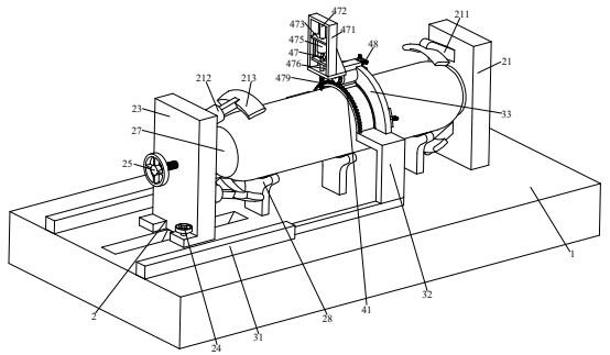 A metal horizontal pressure vessel automatic scribing, positioning and opening equipment