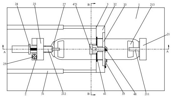 A metal horizontal pressure vessel automatic scribing, positioning and opening equipment