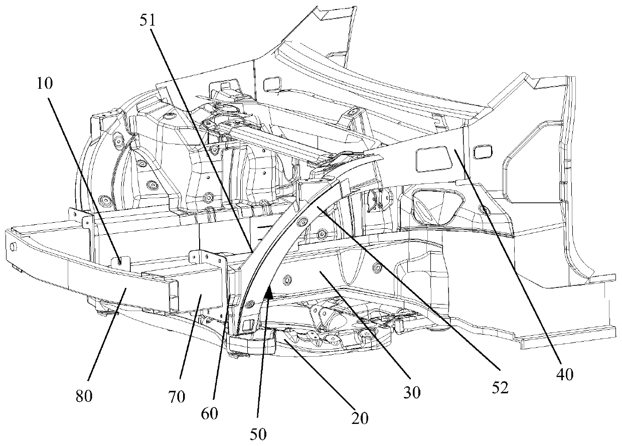 Automobile little offset collision force transmission mechanism and automobile including same