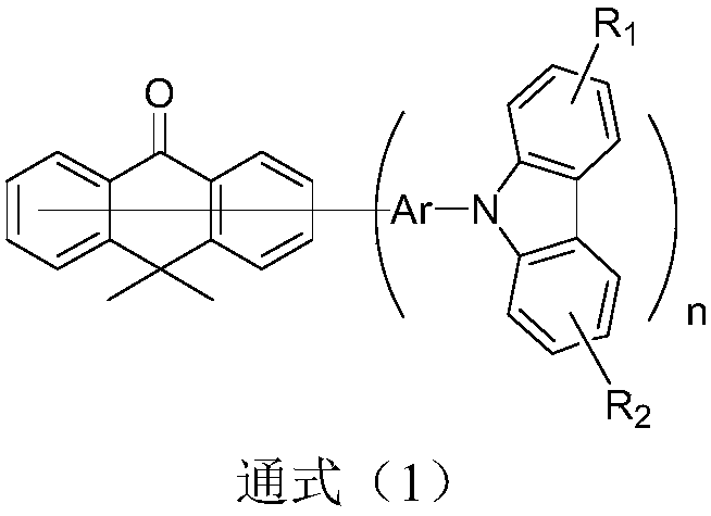 Compound taking dimethyl anthrone as core and application of compound to organic electroluminescence device