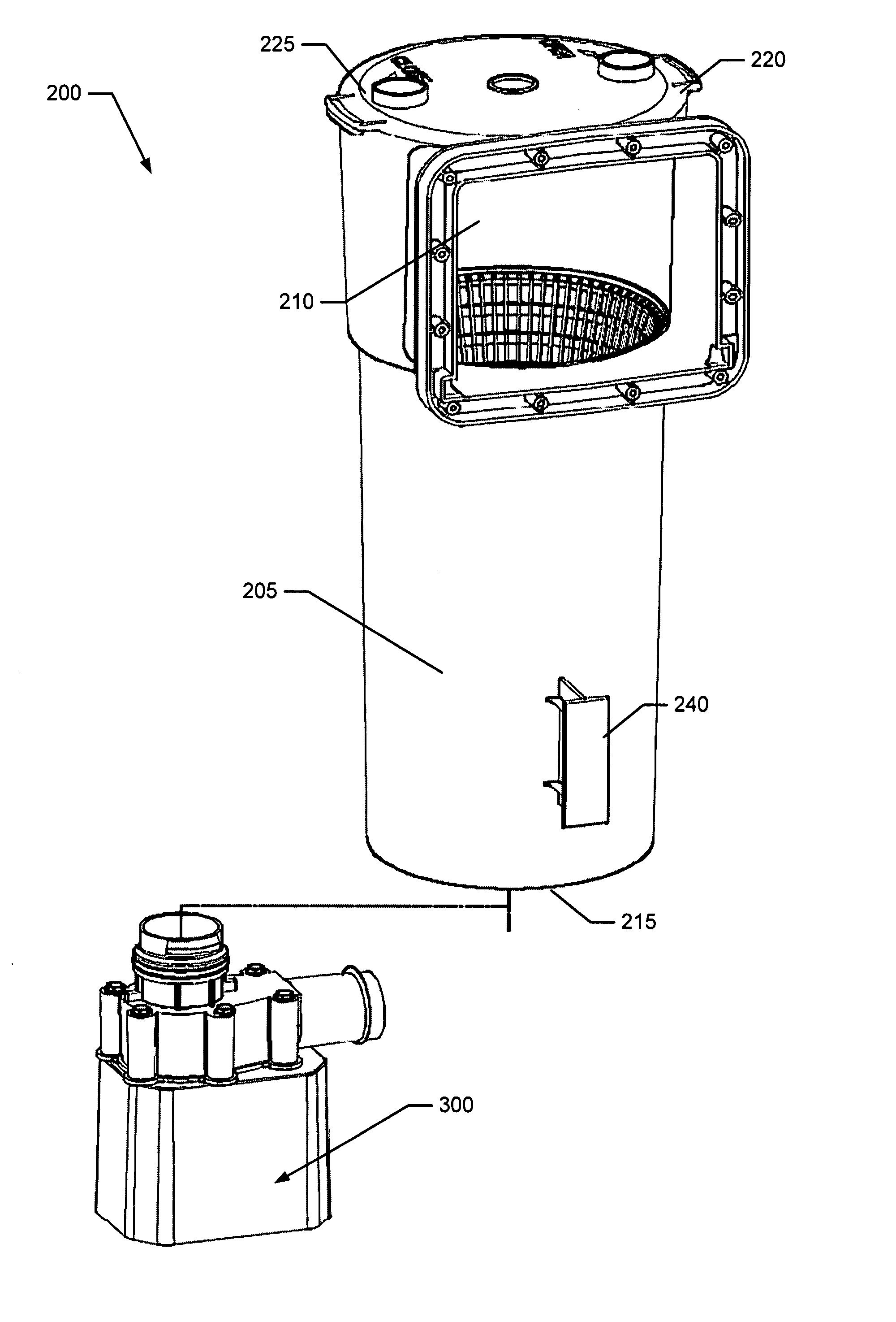 Cleaning system for above-ground container and methods thereof