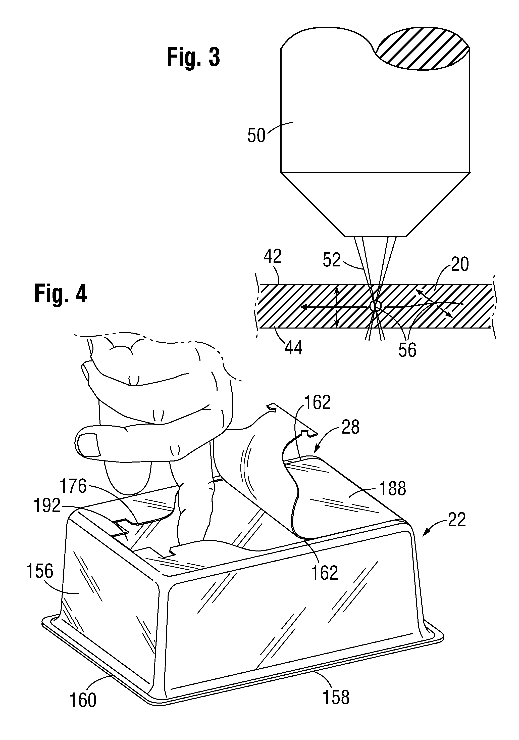 Thermoplastic containers with easy access defined by laser-induced rupturable areas