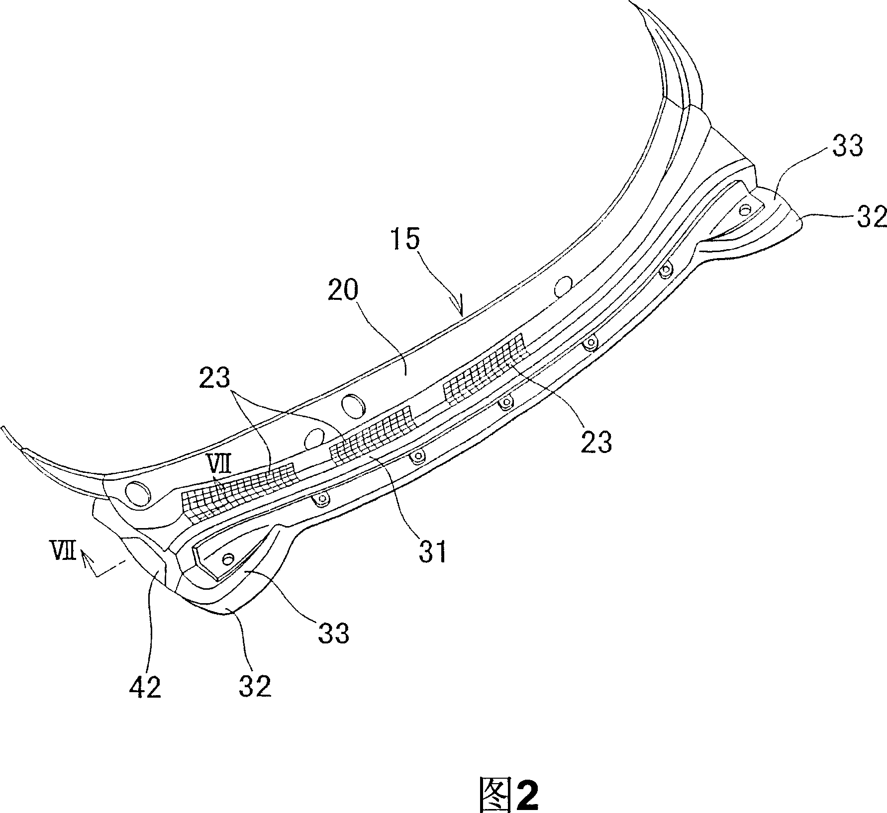 Impact absorption structure of automobile