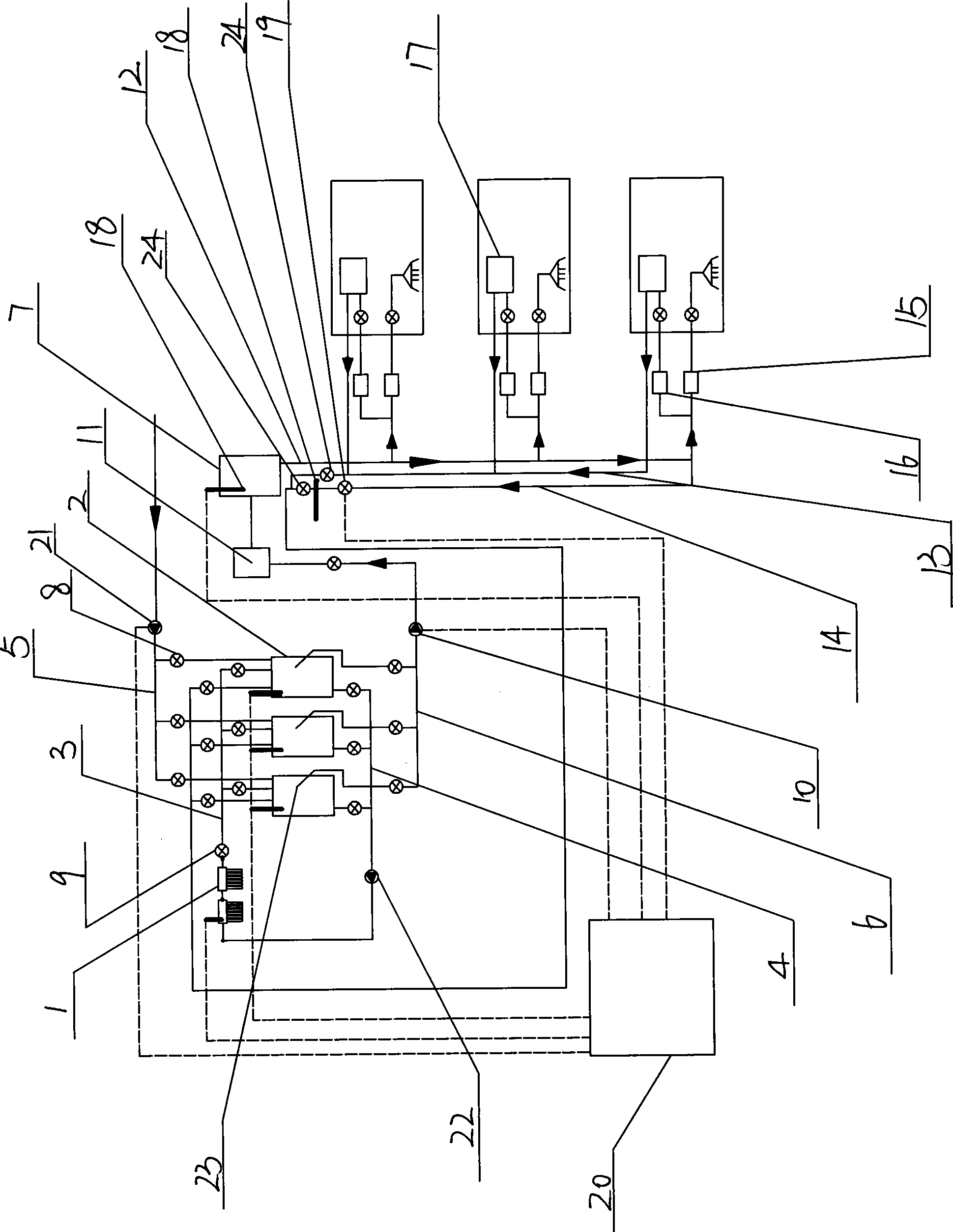 Central heating system of solar water heater