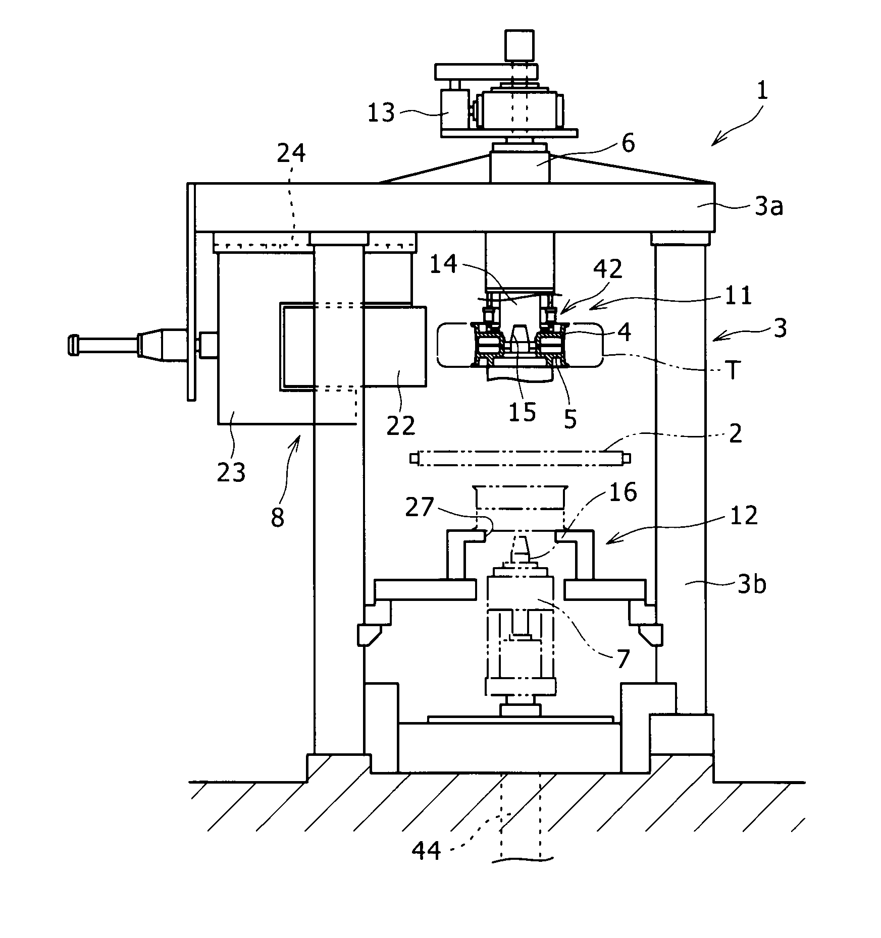 Rim mounting device for tire testing device, magnet mounting method, rim replacing device and tire testing device