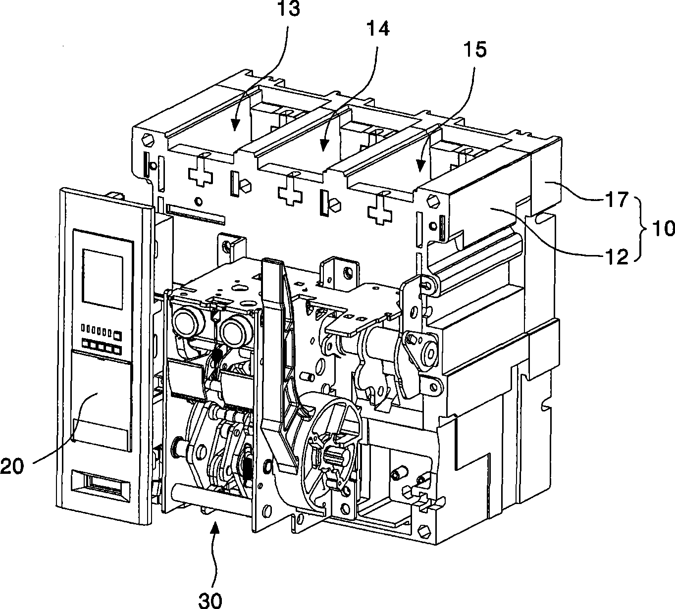 Air circuit breaker with temperature sensor