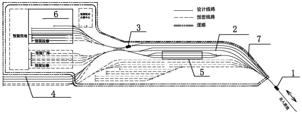 Rail wagon longitudinal and transverse combined vehicle depot and application thereof