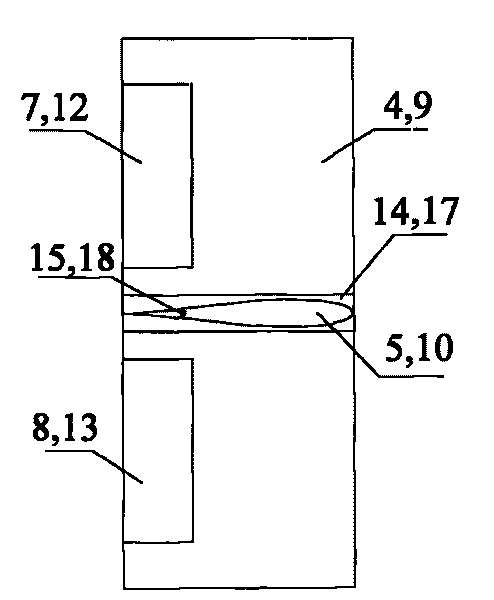 Multifunctional control device of small waterline plane ship hydrofoil and column rudder