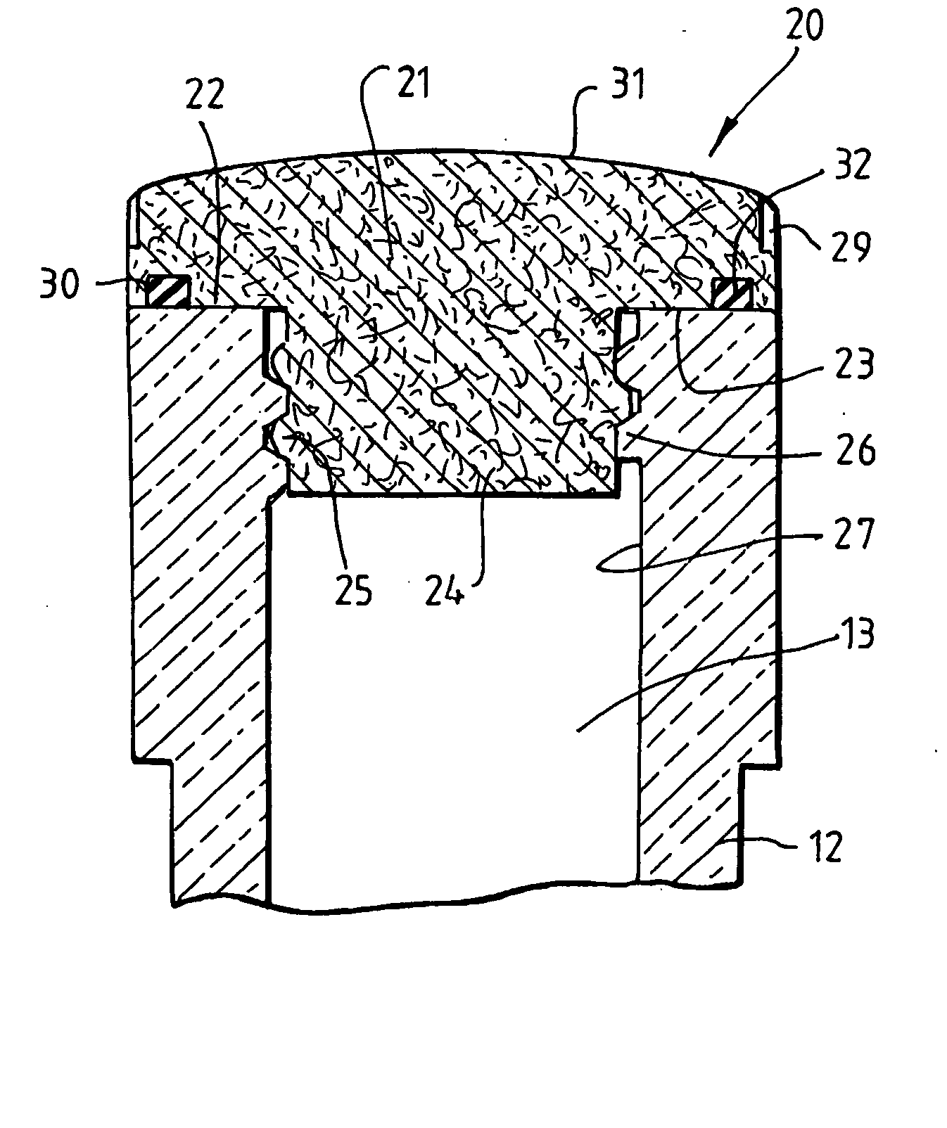 Closure or stopper forms a surface tension seal