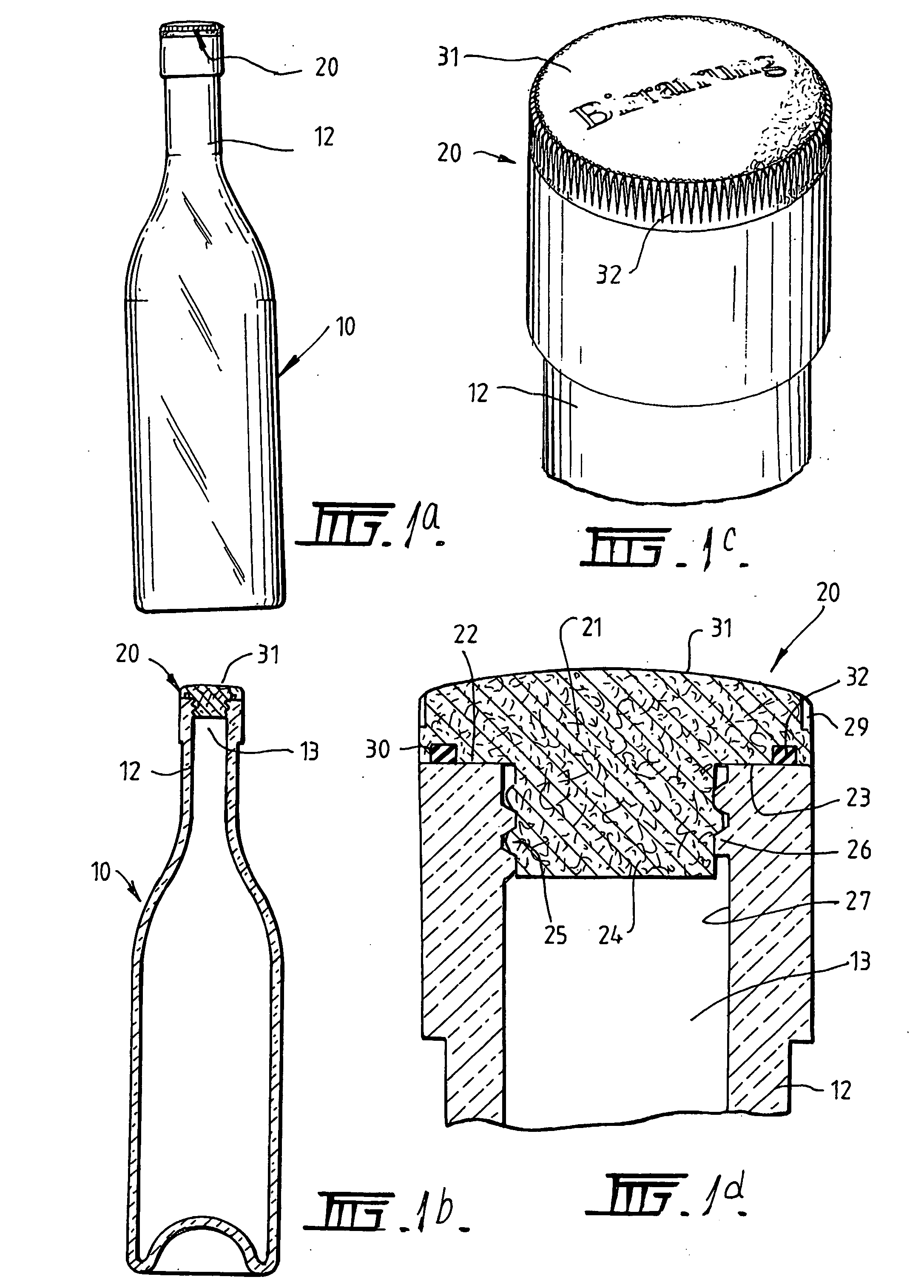 Closure or stopper forms a surface tension seal