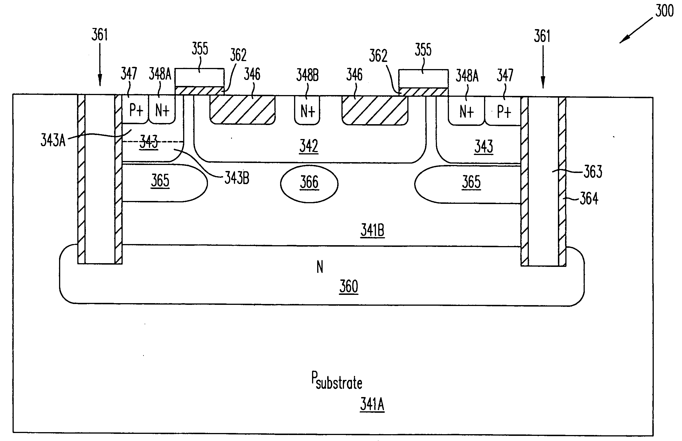 Isolated quasi-vertical DMOS transistor