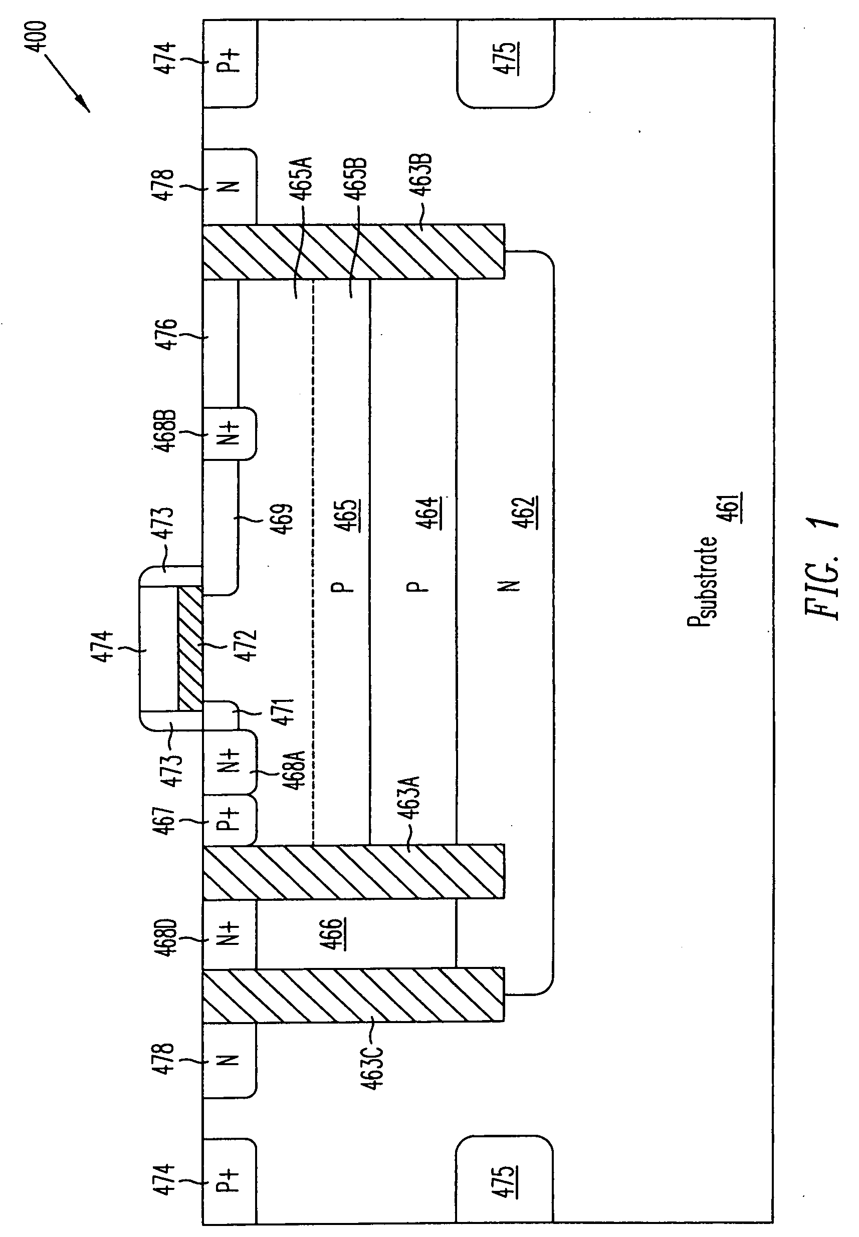 Isolated quasi-vertical DMOS transistor