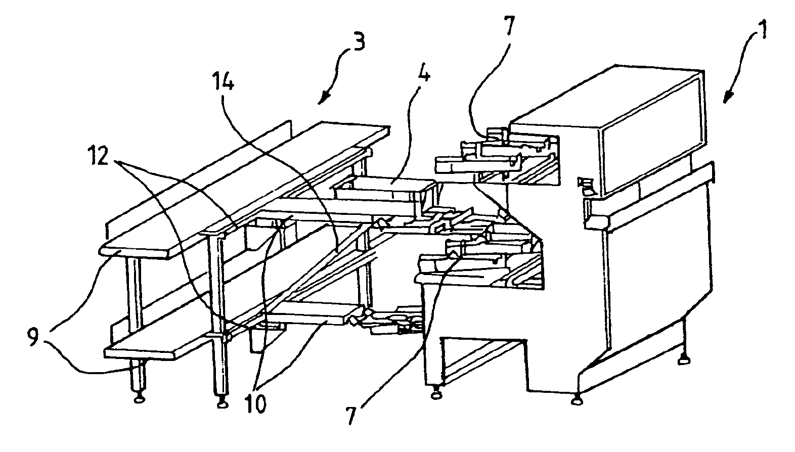 Postal sorting machine including a bin-transfer structure