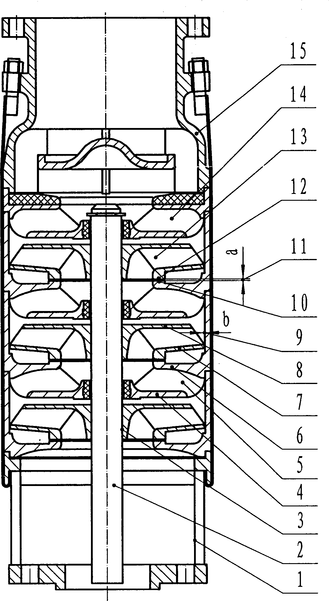 Multi-stage centrifugal pump capable of self-balancing axial force by impeller