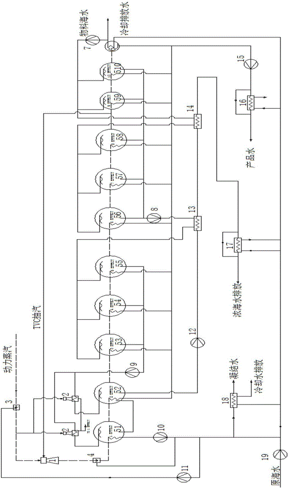 Low-temperature multi-effect seawater desalting system and desalting method