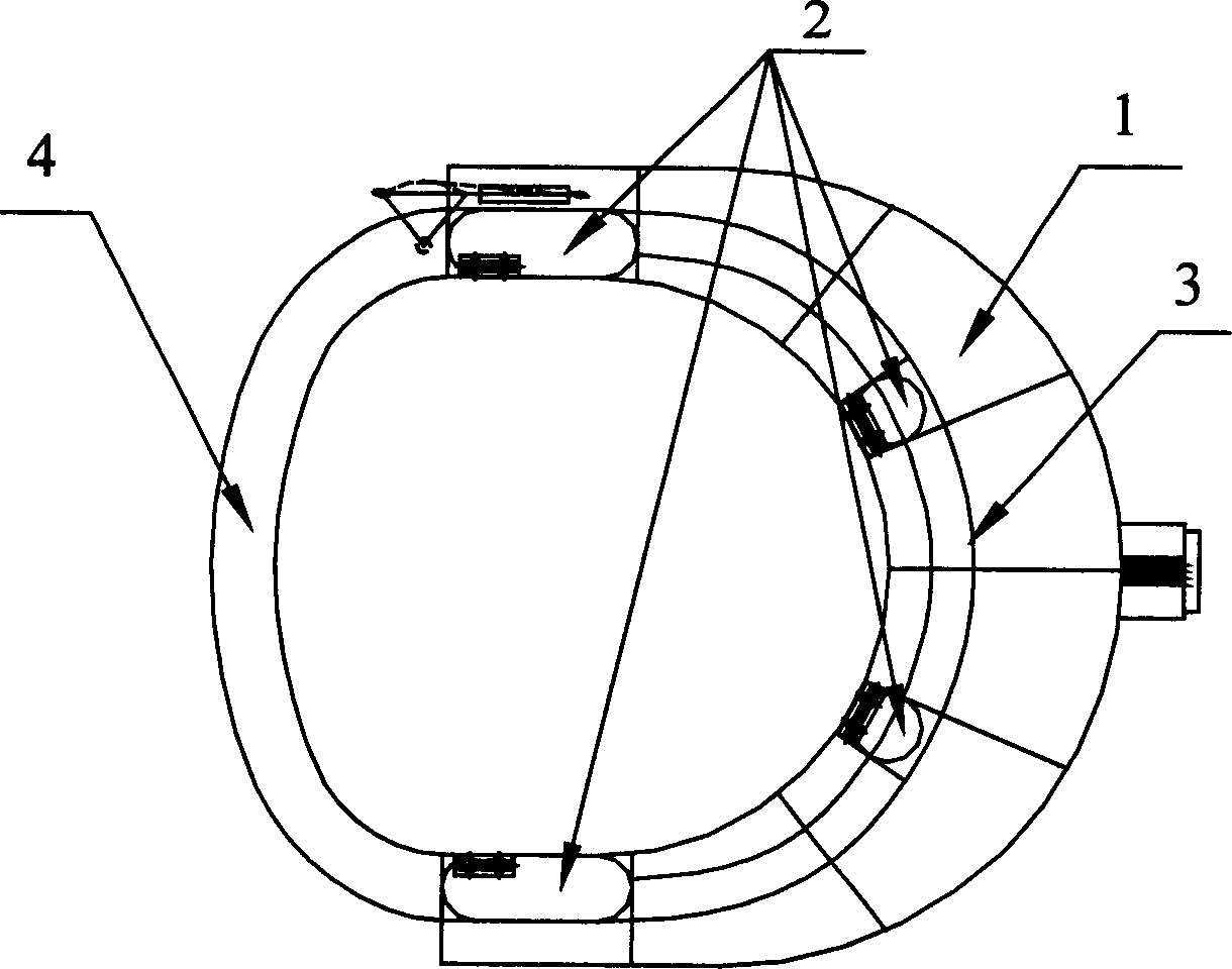 Semi submersible type under water construction flow blocking device