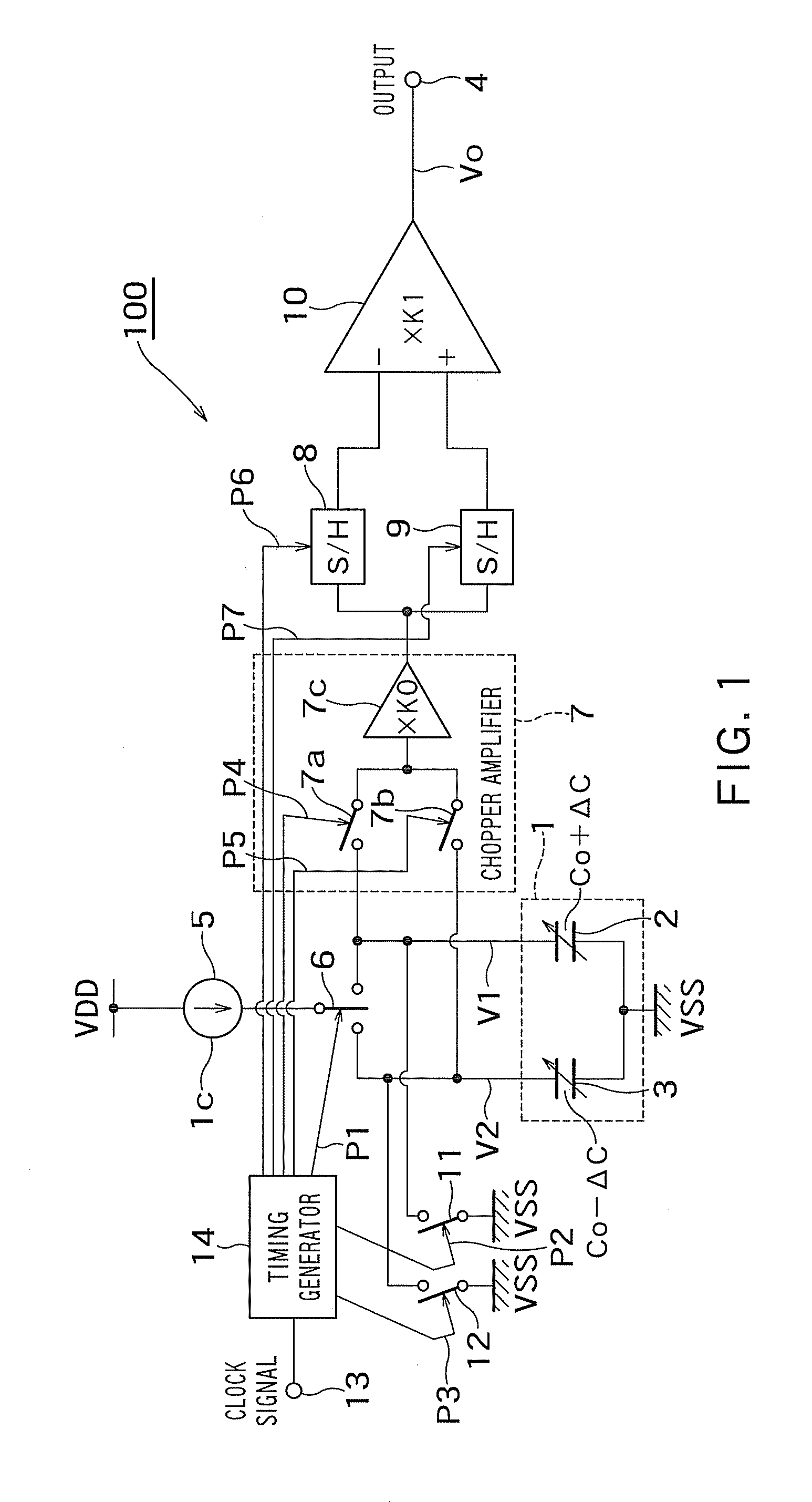 Capacitance difference detecting circuit