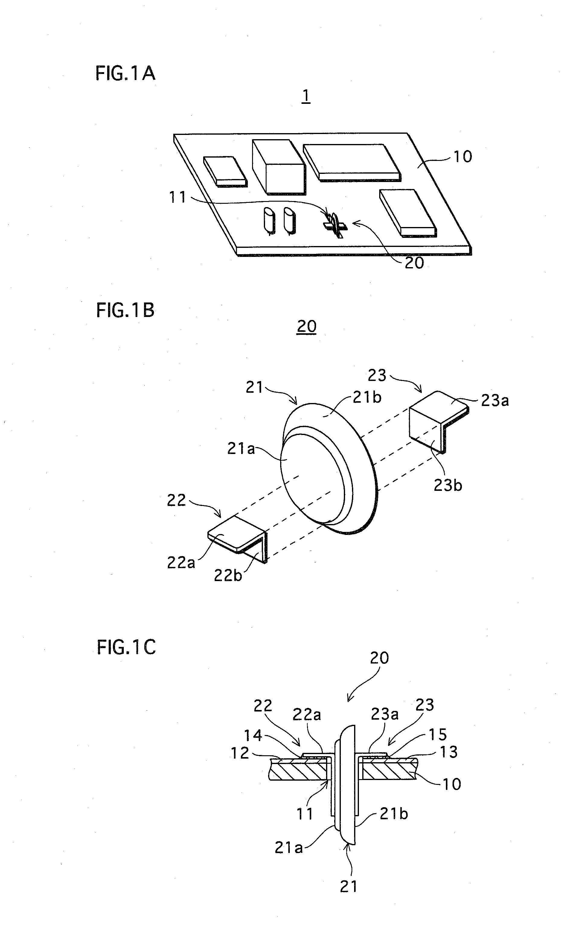 Mounting board including a flat-type electrical element and capable of being reduced in size, and lead-attached electric element that is flat in shape and has a lead bonded to each electrode face