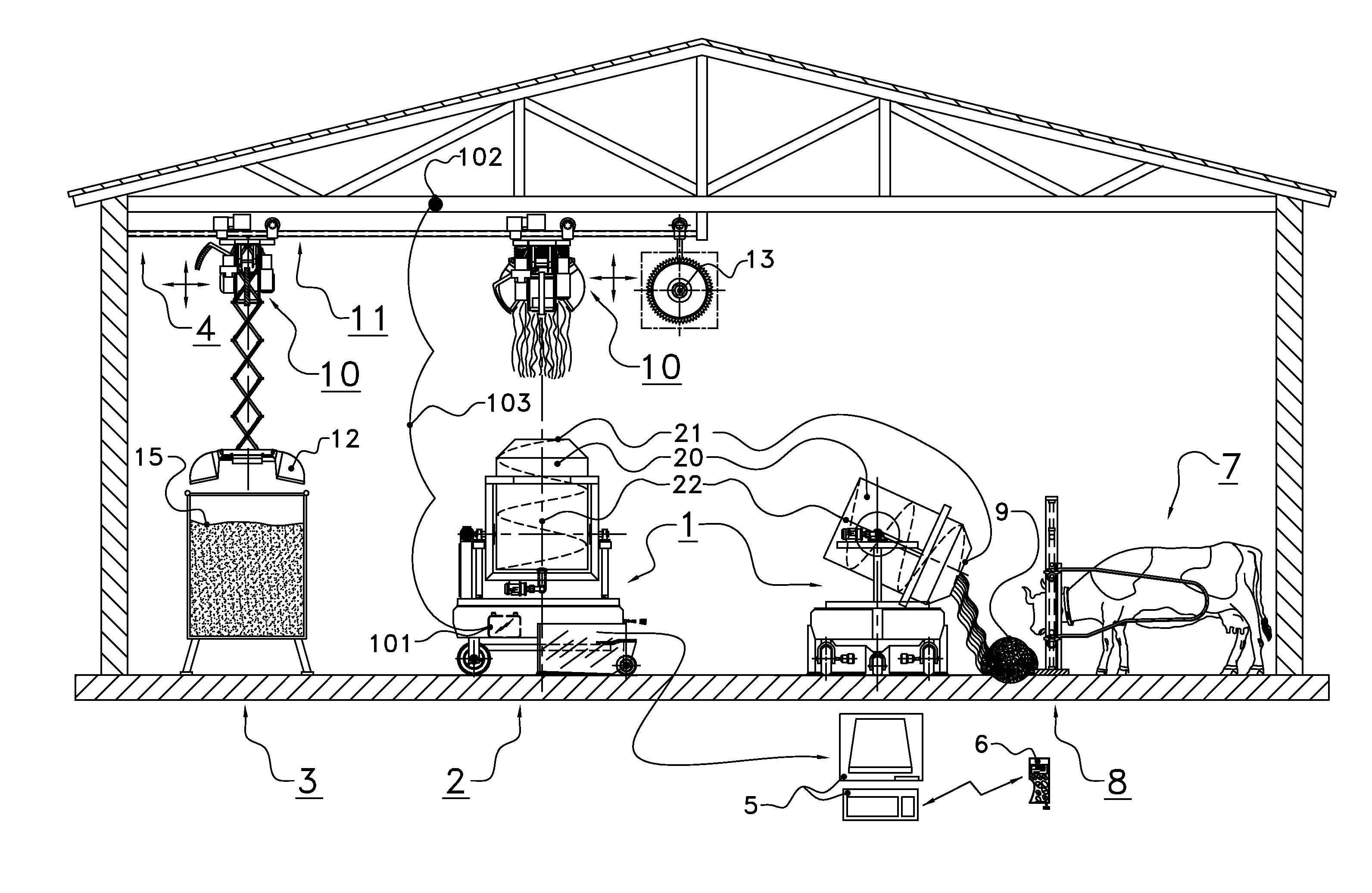 Feed wagon for feeding animals such as cows