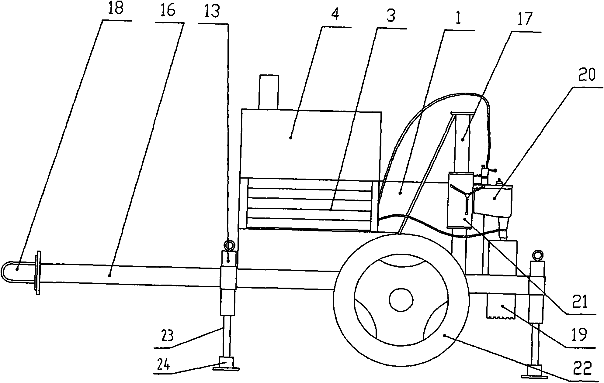 Trailer hydraulic road core machine