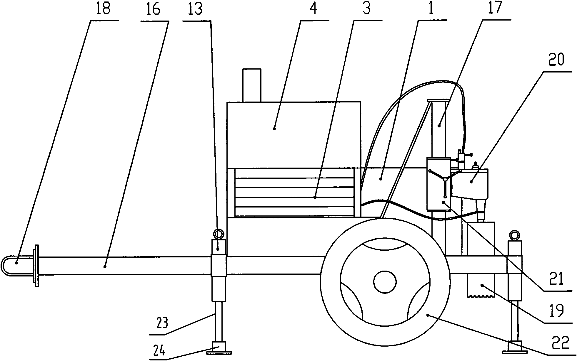 Trailer hydraulic road core machine