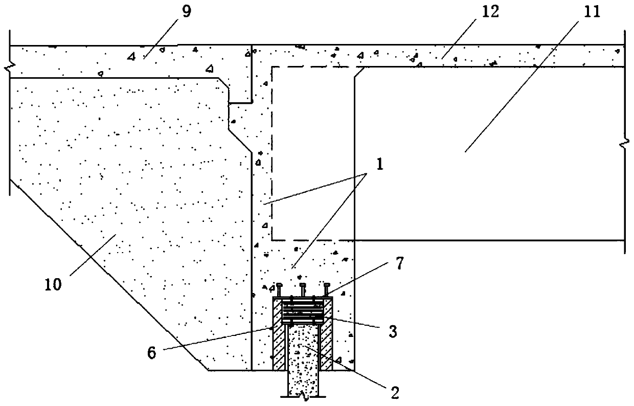 Integral abutment-concrete filled steel tube pile joint with laminated rubber and construction method