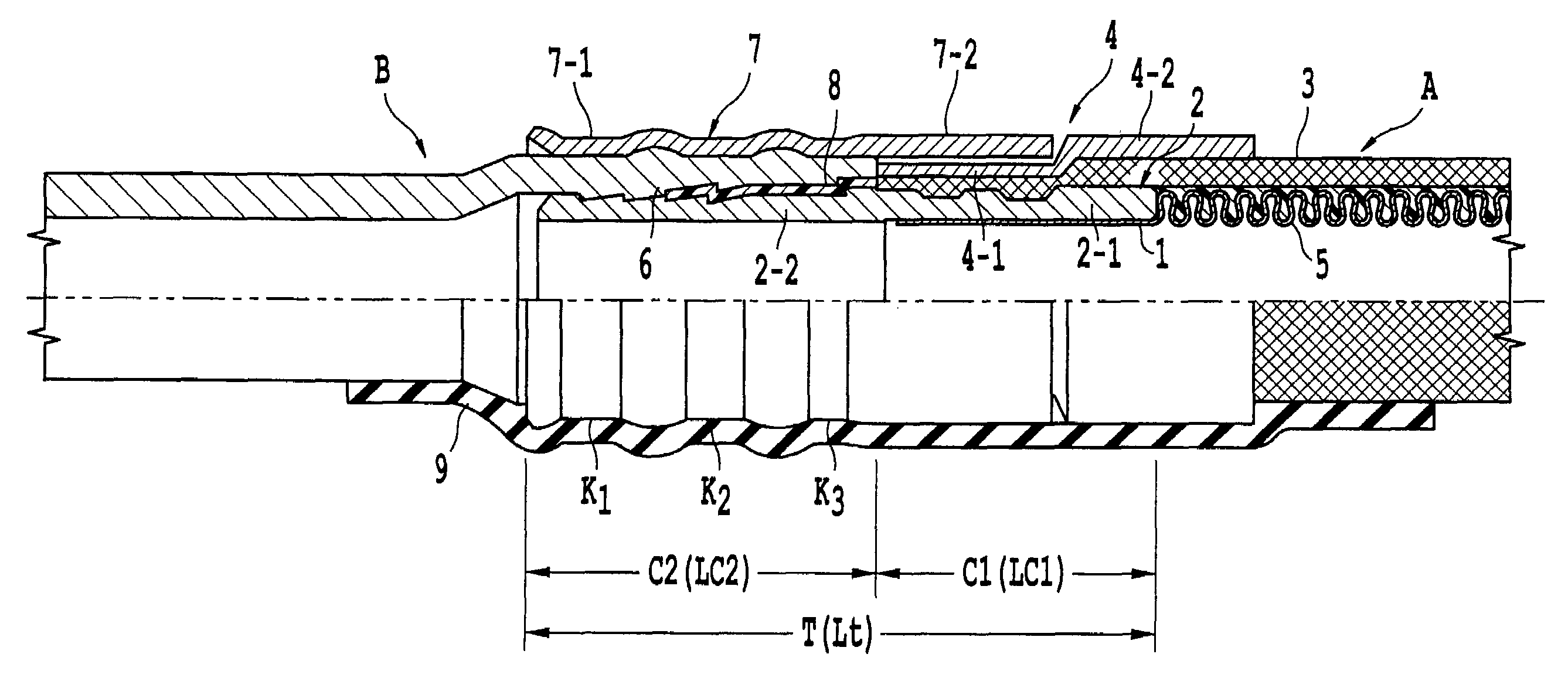 Connection structure for different kinds of metal tubes