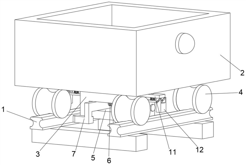 An anti-rolling device for battery cars used in shield tunneling