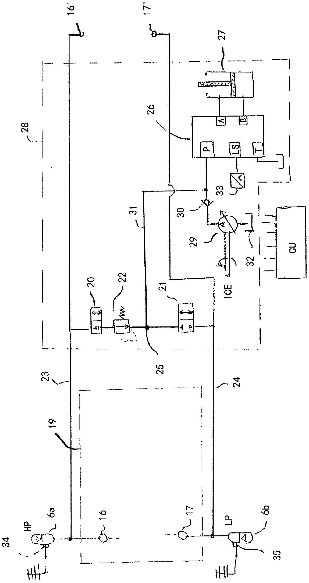 Hydraulic driveline with a secondary module