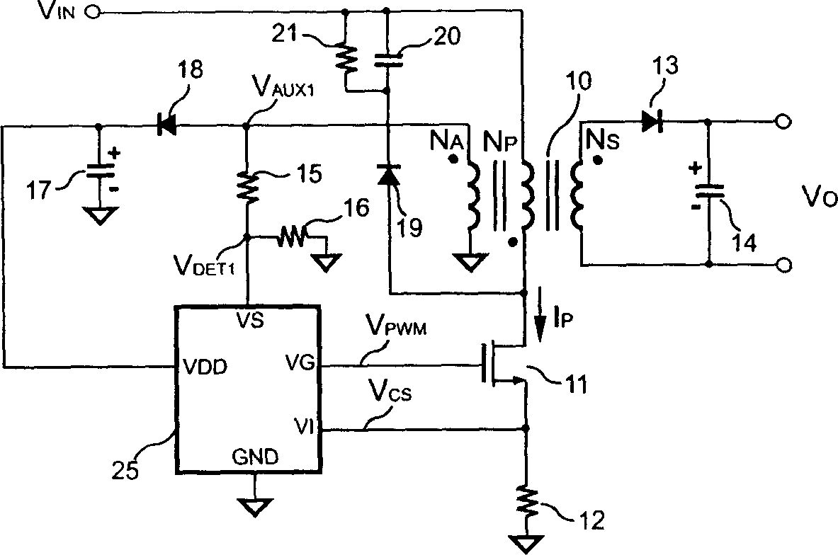 One-time side control switching power regulator