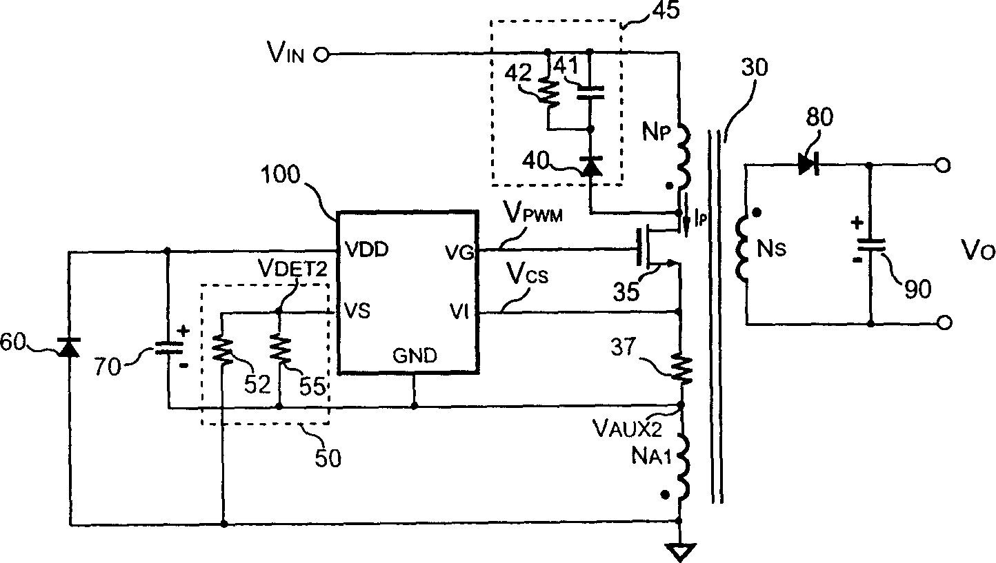 One-time side control switching power regulator