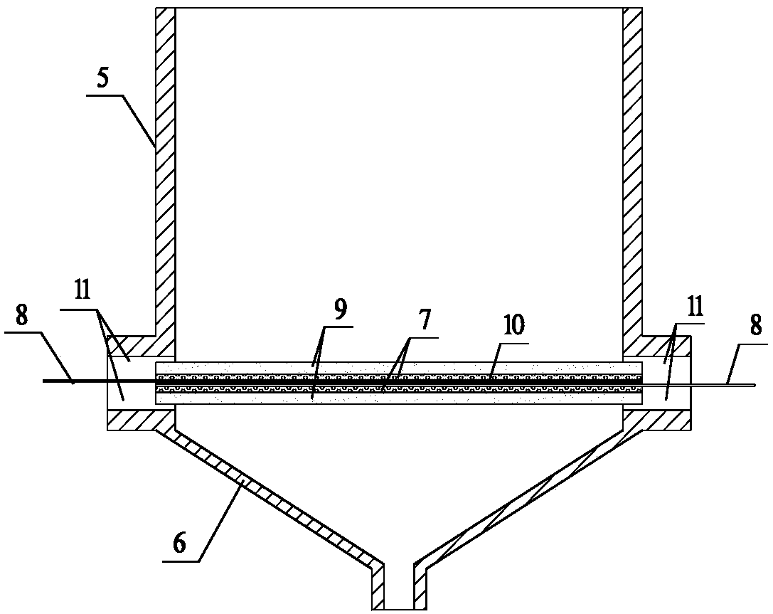 A high-flux electrochemical filtration sewage treatment device