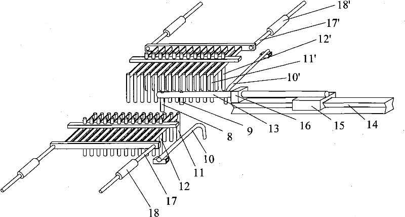 Multi-layered warp knitted weft insertion weaving knitting composite structure and weaving method therefor and yarn feeding device